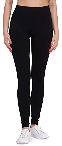 Bellivalini Leggins Mallas Deportivas Largas en Viscosa Mujer BLV50-147 (Negro, XL)