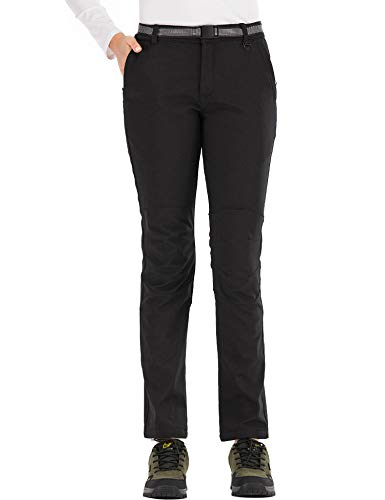 BenBoy Pantalones de Nieve Montaña Mujer Impermeables Invierno Calentar Pantalones Trekking Escalada Senderismo Esquiar Softshell,KZ3329W-Black3-S