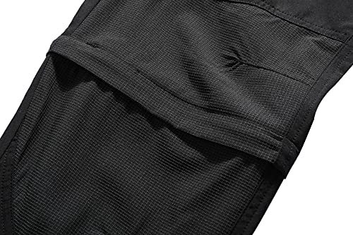 BenBoy Pantalones Trekking Trabajo Hombre Impermeables Convertible Pantalones Cortos Montaña Escalada Senderismo Transpirable Ligero Secado Rápido Pantalon Aire Libre KZ2342M-Black-XL