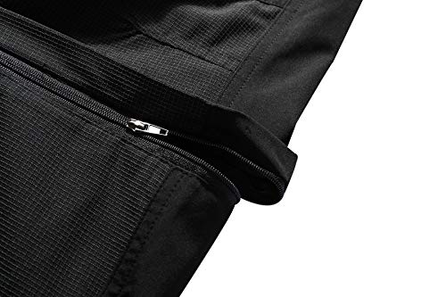 BenBoy Pantalones Trekking Trabajo Hombre Impermeables Convertible Pantalones Cortos Montaña Escalada Senderismo Transpirable Ligero Secado Rápido Pantalon Aire Libre KZ2342M-Black-XL