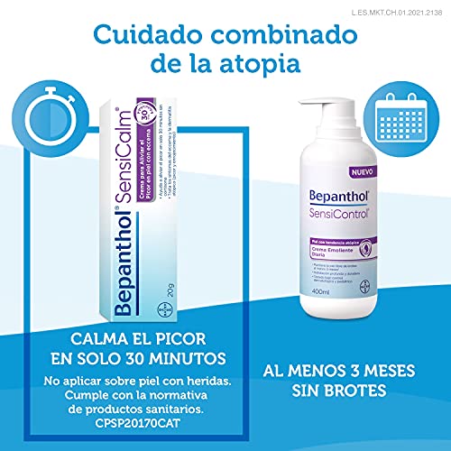 Bepanthol Calm Crema para Aliviar el Picor y Enrojecimiento de las Irritaciones Cutáneas en Solo 30 Minutos, Sin Cortisona, 20 g