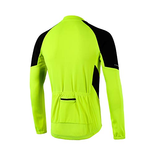 BERGRISAR BG012 - Jerseys básico de ciclismo de manga larga con cremallera y bolsillos - Amarillo - Medium