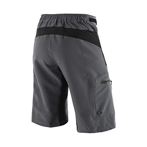 BERGRISAR - Pantalones cortos de ciclismo para hombre, ideales para MTB y bicicletas de montaña, bolsillos con cremallera (1806BG) - gris - Small