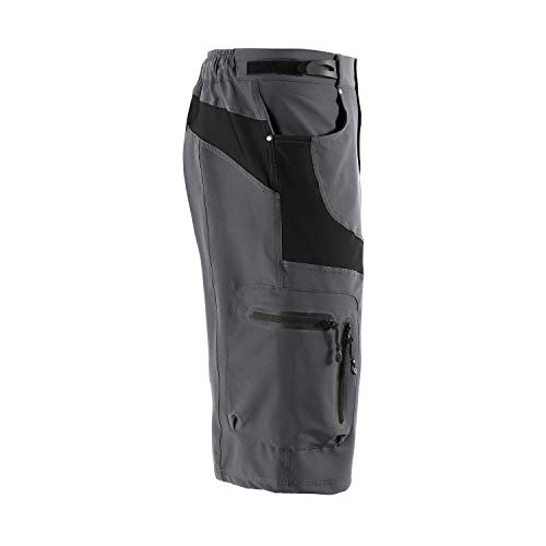 BERGRISAR - Pantalones cortos de ciclismo para hombre, ideales para MTB y bicicletas de montaña, bolsillos con cremallera (1806BG) - gris - Small