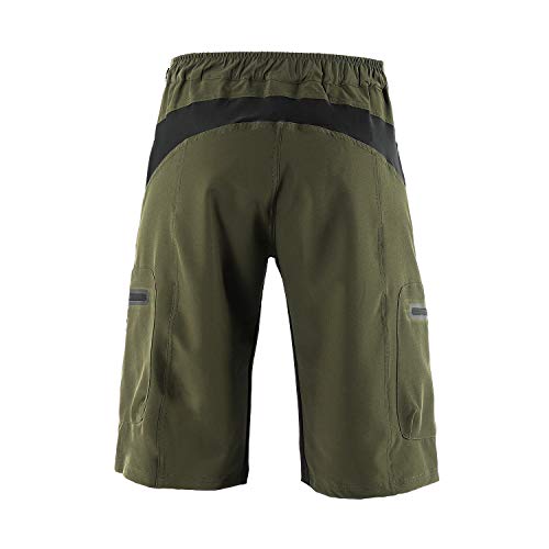 BERGRISAR - Pantalones cortos de ciclismo para hombre, ideales para MTB y bicicletas de montaña, bolsillos con cremallera (1806BG) - verde - X-Large