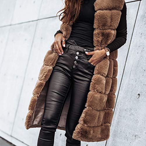 Berimaterry Mujer Chaleco invierno Sin Mangas Abrigos De Faux Pelo Sintetico Parkas Elegante Largo Chaquetones De Invierno Cárdigans largo mujer sin manga chaqueta de felpa Cazadora de peludo