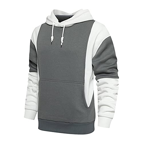 Berimaterry Sudadera con Capucha Casual Mangas Larga Empalme Hombres Pullover con Bolsillos Otoño Invierno Moda Hoodies Sweat Camisa Entrenamiento Deportiva Ropa Hombre Baratos chándal de Hombre