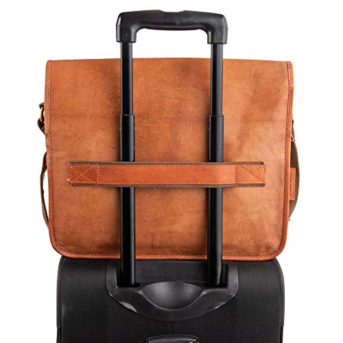 Berliner Bags Ghent - Bolso bandolera de piel para ordenador portátil de 15 a 15,4 pulgadas, estilo vintage, color marrón, Marrón - coñac,