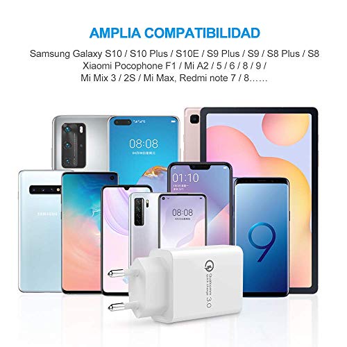 BERLS 18W Cargador Tipo C Carga Rapida Xiaomi Redmi Note 8 Pro, Note 9 Pro, Note 7, Note 6, Note 5, Mi 10, Mi 11, 10T, 9T, 9S, 8T, Poco X3 Pro, X3 NFC, F2 Pro, F1, Mix3, Mix2, Mix1, Mi A1, A2 Lite