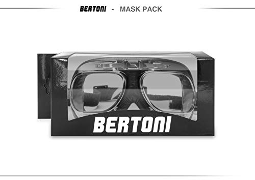 BERTONI Gafas de Moto Lentes Antivaho y Antichoque - Perfil de Acero Cromado - Italy AF193CR Negro - Gafas Vintage Aviador para Cascos Moto Harley y Chopper