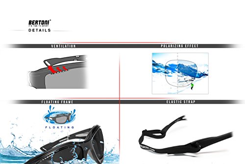 BERTONI Gafas de Sol Deportivas Polarizadas Fotocromáticas para Deporte Ciclismo MTB Pesca Esqui Golf Running Kitesurf - P1000FT Italy (Negro Mate)