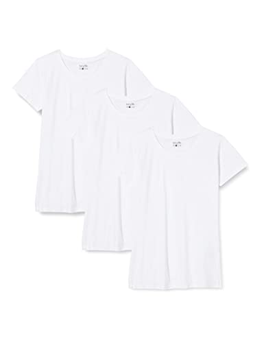 Berydale Camiseta con cuello redondo, Mujeres, Blanco (paquete de 3), L
