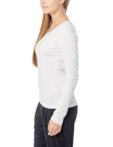 Berydale Camiseta de manga larga con cuello en pico de 100 % algodón, Mujeres, Blanco (paquete de 3), L