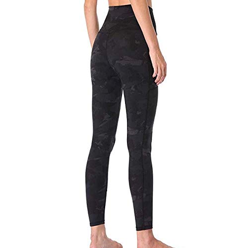 BESIDE STAR 2 Piezas Mujer Leggins Push up Camuflaje Mallas para Ropa Deportiva con Bolsillos para el teléfono Mallas Ciclista Mujer Fitness Estiramiento Yoga Negro M