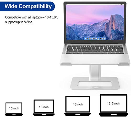 Besign LSX3 - Soporte de aluminio para portátil ergonómico y ajustable, soporte para ordenador compatible con MacBook Air Pro, Dell, HP, Lenovo More de 10 a 15,6 pulgadas (plata)