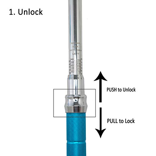 Beslands Llave Dinamométrica de 1/2 '' Rango Ajustable(45-255 ft.-lb. / 65-350 Nm)