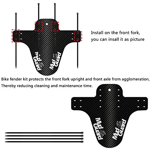 BESLIME 2Pcs Guardabarros de Bicicleta, Se Adapta a 650B 20"26" 27.5"29 Pulgadas, 8 sujetacables, Guardabarros Delantero y Trasero（260 * 220 mm）