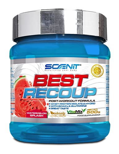 Best Recoup | Recuperador muscular para después del entrenamiento | Ciclismo, running o fitness | Enriquecido con vitaminas, proteínas, aminoácidos | 500 g | Sabor sandía | Recovery post entrenamiento