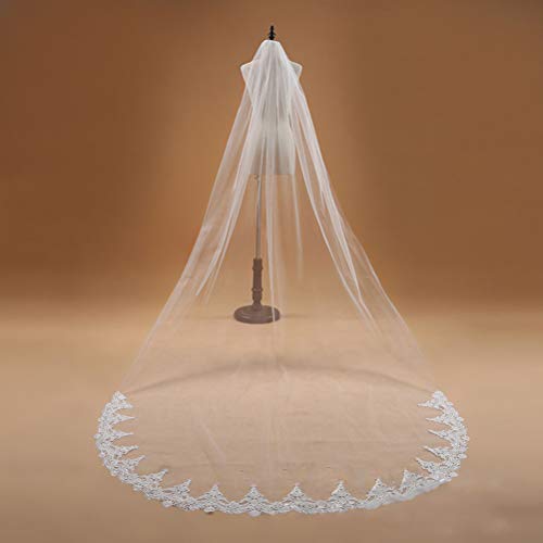 BESTOYARD Velo de Novia Largo Nupcial con Peine (Blanco Marfil, 3 m)