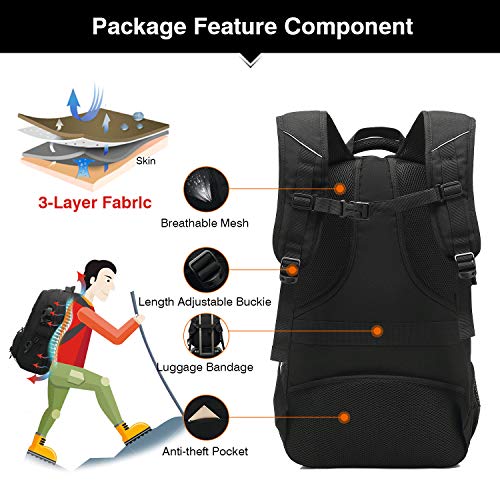 Besttravel Mochila de viaje,Mochila para senderismo de 45L.Gran Capacidad.Mochila para ordenador hasta 17.3 pulgadas.múltiples bolsillos.Acampada,Excursiones,Deportes al aire libre