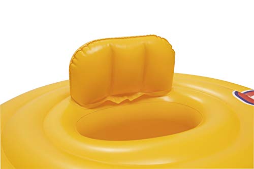 BESTWAY 32096 - Flotador Hinchable para Bebé Swim Safe Paso A Baby Seat 69 cm Con Asiento y Soporte para Neonatos Vinilo Resistente Amarillo con 4 Cámaras de Aire