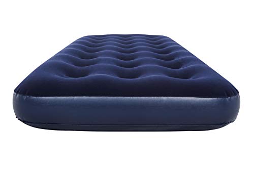 BESTWAY 67000 - Colchón Hinchable Individual Horizon Interior/Exterior 185x76x22 cm Superficie Flocada Suave Azul con Válvula de Inflado Rápido y Parche de Reparación