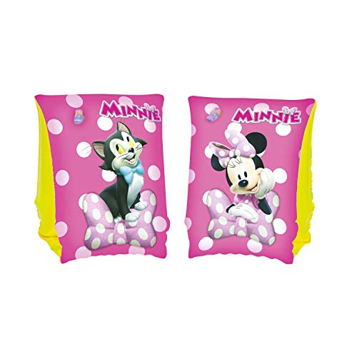 BESTWAY 91038 - Manguitos Hinchables Diseño Minnie Mouse Rosa 15x23 cm Vinilo Resistente con Válvula de Seguridad y 2 Cámaras de Aire Para Niños de 3-6 Años v