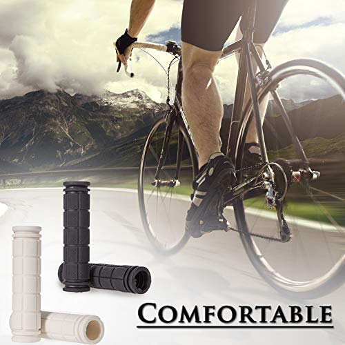 BESTZY Puños Manillar Bicicleta, 2 Pares Puños Bicicleta Silicona Puños Manillar para Accesorios de Bicicleta al Aire Libre (Negro, Blanco)