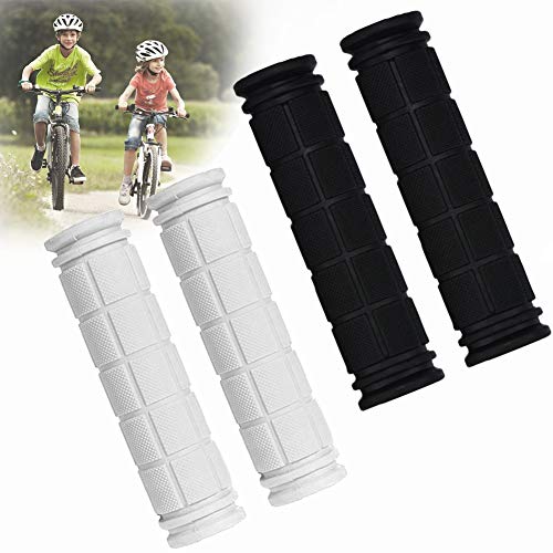 BESTZY Puños Manillar Bicicleta, 2 Pares Puños Bicicleta Silicona Puños Manillar para Accesorios de Bicicleta al Aire Libre (Negro, Blanco)