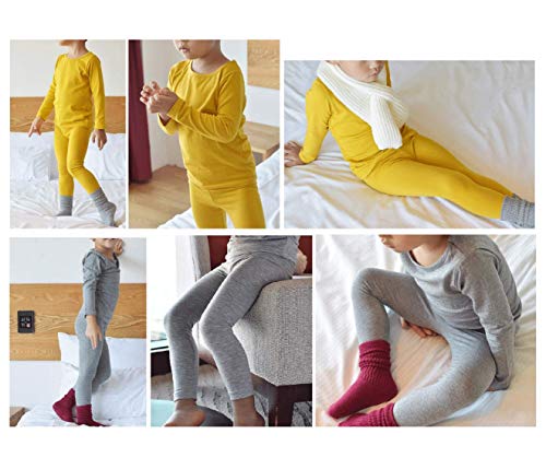 Better4Babies Modal - Conjunto de ropa interior térmica larga de algodón para niño y niña - naranja - 5-6 años