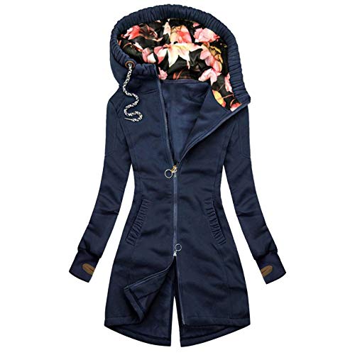 Beudylihy Chaqueta de lluvia con capucha para mujer, transpirable, resistente al agua, chubasquero, ligera, larga, resistente al viento, cordón, chaqueta de entretiempo Softshell, A3 Marine., XXXL