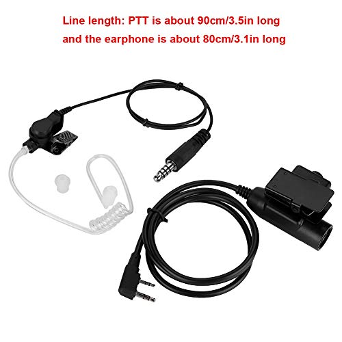 Bewinner K-Head Air Auriculares Walkie-Talkie Intrauditivos con Botón PTT, Transmisión de Sonido del Conducto de Aire, contra la Radiación - Nivel Militar Tipo U94 PTT para Múltiples Clics
