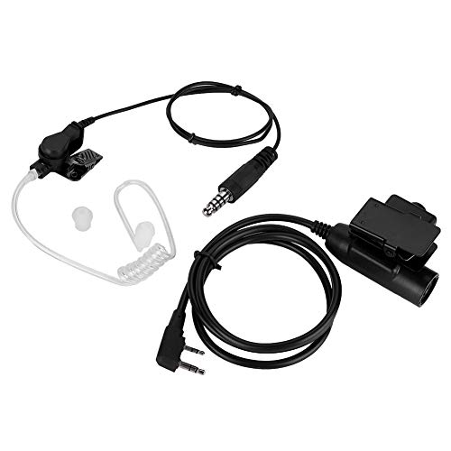 Bewinner K-Head Air Auriculares Walkie-Talkie Intrauditivos con Botón PTT, Transmisión de Sonido del Conducto de Aire, contra la Radiación - Nivel Militar Tipo U94 PTT para Múltiples Clics