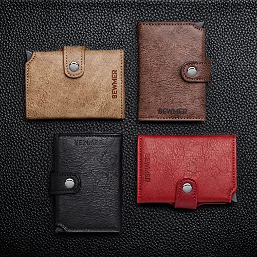 BEWMER-2 Cartera Tarjetero para Hombre y Mujer con Monedero | Billetera Minimalista Porta Tarjetas de Crédito con Protección RFID, Billetes, Monedas | DISEÑO Italiano Marrón