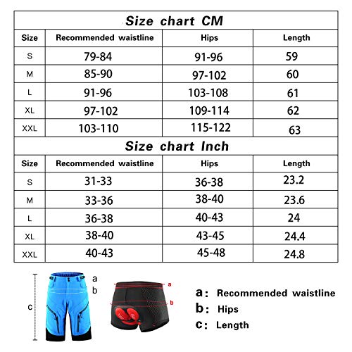 Beylore Bicicletas Mountain Bike Pantalones Cortos Hombre, Culotes Ciclismo MTB Pantalon Descenso, Deporte Ropa de Ciclismo con Badana Gel Transpirable Secado Rápido,Dark Blue,XL