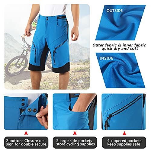 Beylore Bicicletas Mountain Bike Pantalones Cortos Hombre, Culotes Ciclismo MTB Pantalon Descenso, Deporte Ropa de Ciclismo con Badana Gel Transpirable Secado Rápido,Dark Blue,XL