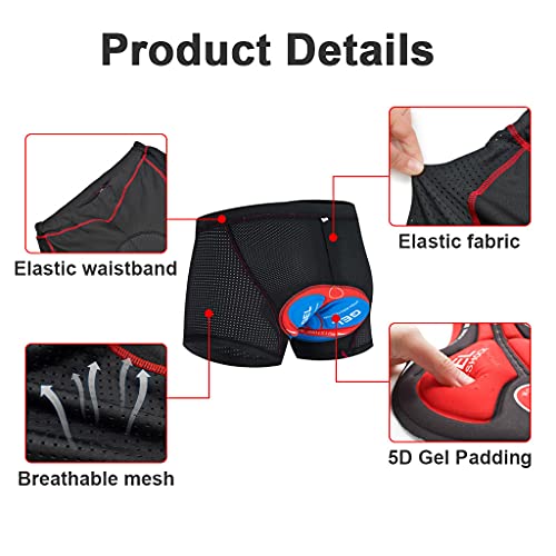 Beylore Culotte Ciclismo Hombre Culote con Badana Gel 5D Respirable a Prueba de Golpes Culote Corto Ciclismo Hombre Secado Rápido Badana Ciclismo Ropa MTB,Negro,3XL