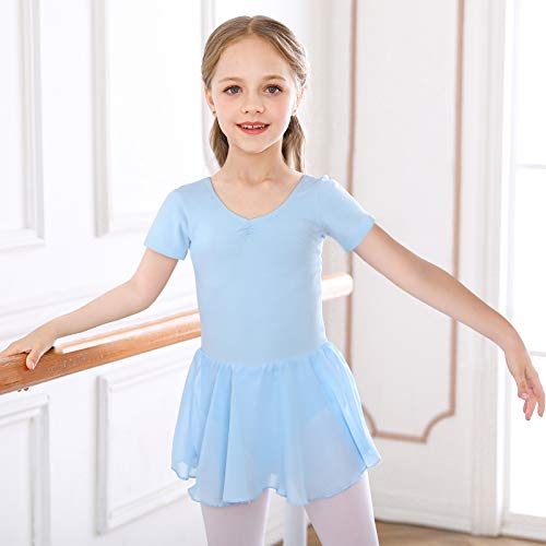 Bezioner Vestido de Ballet Maillot de Danza Gimnasia Leotardo Algodón Body Clásico para Niña (110 (100-110cm,4-5 años), Azul)