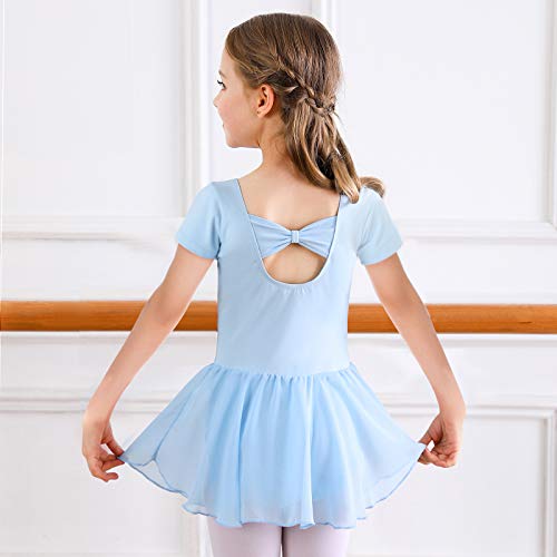 Bezioner Vestido de Ballet Maillot de Danza Gimnasia Leotardo Algodón Body Clásico para Niña (110 (100-110cm,4-5 años), Azul)