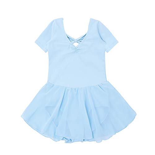 Bezioner Vestido de Ballet Maillot de Danza Gimnasia Leotardo Algodón Body Clásico para Niña (110 (100-110cm,4-5 años), Azul)