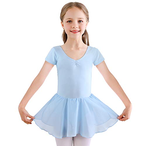 Bezioner Vestido de Ballet Maillot de Danza Gimnasia Leotardo Algodón Body Clásico para Niña (110 (100-110cm,4-5 años), Azul)