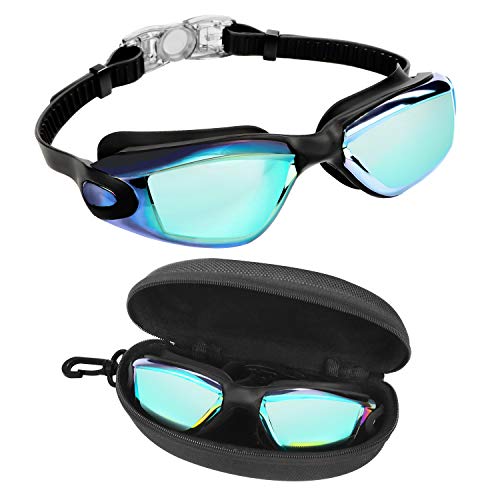 Bezzee Pro Gafas de Natación - gafas natacion antivaho Protección UV con Estuche de Almacenamiento – Herméticas y Correa de Silicona Ajustables para Adultos, Hombres, Mujeres, Jóvenes – Puente Nasal