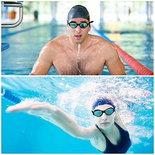 Bezzee Pro Gafas de Natación - gafas natacion antivaho Protección UV con Estuche de Almacenamiento – Herméticas y Correa de Silicona Ajustables para Adultos, Hombres, Mujeres, Jóvenes – Puente Nasal