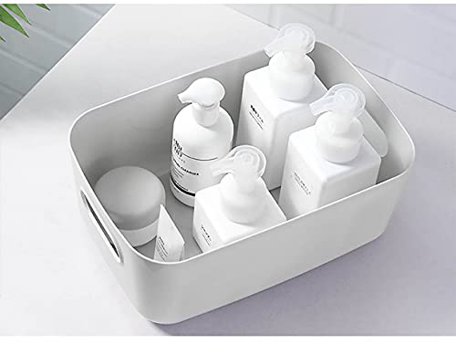 Bgfuni Juego de 4 Cestas de Almacenaje Multiuso, Cajas Organizadoras de Plástico con Asas, Cesta de Ordenación, Cestas Almacenaje, Cesta de Almacenamiento para Cocina, Baño, 19 x 13.5 x 7.5cm (Blanco)