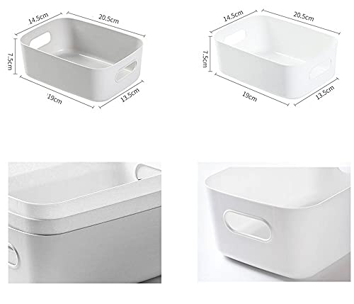 Bgfuni Juego de 4 Cestas de Almacenaje Multiuso, Cajas Organizadoras de Plástico con Asas, Cesta de Ordenación, Cestas Almacenaje, Cesta de Almacenamiento para Cocina, Baño, 19 x 13.5 x 7.5cm (Blanco)