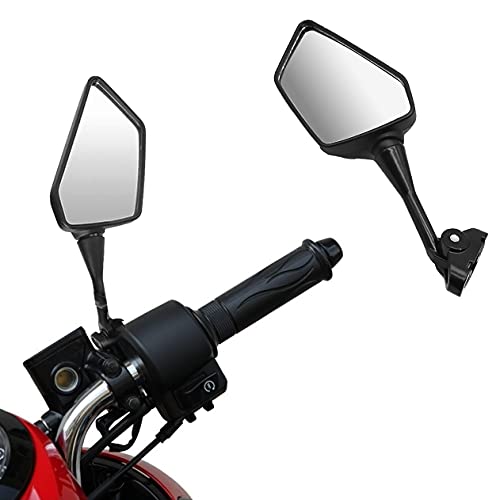 Bgfuni Par de Espejos Retrovisores Universales, Retrovisores Moto Universal, Retrovisores Moto Homologados Hawkeye con Rotación de 360 grados para Street Bike Motocicletas y Scooters (Negro)