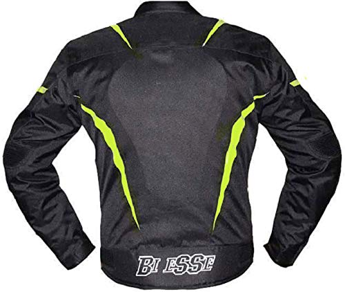 Bi Esse - Chaqueta de moto Touring para hombre - Chaqueta deportiva - Confeccionada en tejido con protecciones CE - Color negro y blanco - Impermeable - Ajustable - Forro térmico