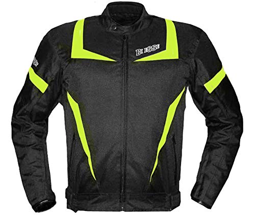 Bi Esse - Chaqueta de moto Touring para hombre - Chaqueta deportiva - Confeccionada en tejido con protecciones CE - Color negro y blanco - Impermeable - Ajustable - Forro térmico