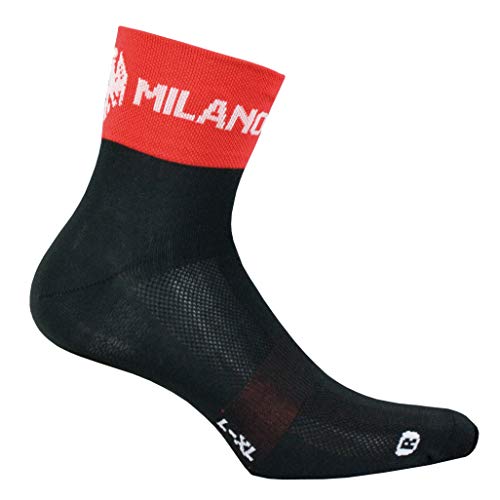 Bianchi Milano Asfalto Calcetines de Ciclismo, Black/Red, S Regular Unisex Adulto