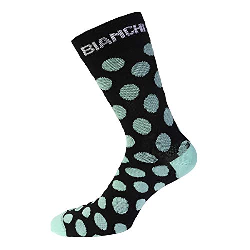 Bianchi Milano BOLCA - Calcetines de Ciclismo Talla S/M (36/41), Color 4130 (Negro con Lunares Azul Claro.)
